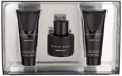 #ad #ad Kenneth Cole Black Bold Gift Set Men 1oz EDP 3.4oz Shave Blam Wash 3 Pc $23.00