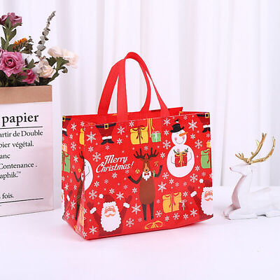 #ad 8PCS Reusable x Christmas Gift Bags Large with HandlesChristmas Tote Bags Bulk $14.33