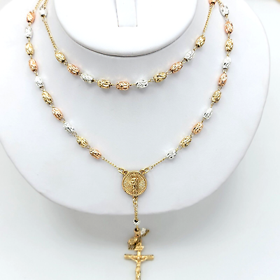 #ad Saint Jude Necklace Rosary Tri Color Gold Plated. Rosario San Judas Oro laminado $20.00