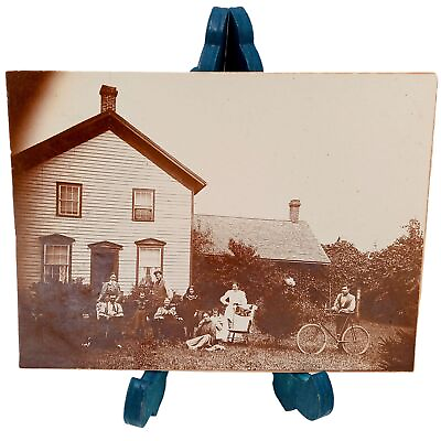 #ad Antique Family Photograph Bicycle Rocking Chair Dog House Cabinet Card Picture P $23.99