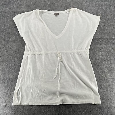 #ad J Jill Womens White Basic V Neck Short Sleeve Top Size L $13.99