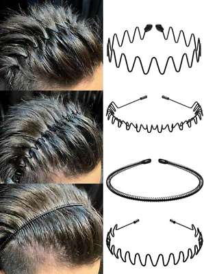 #ad 6Pcs Metal Hair Headband Wave Style Hoop Band Comb Sports Hairband Men Women USA $4.99