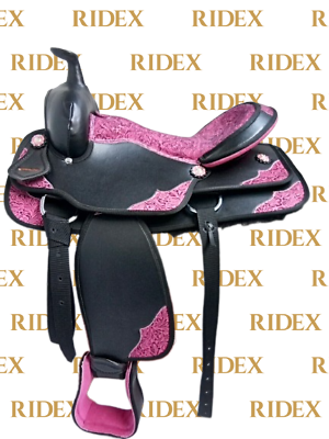 #ad Synthetic Pink Black Western Horse Saddle With Tack Set For Horse. $269.99