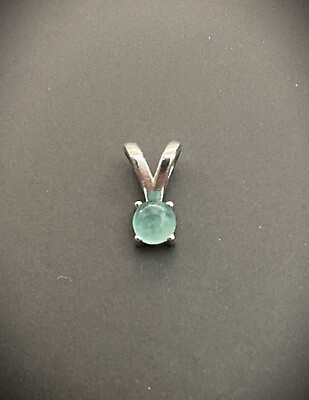 #ad May Birthstone 0.25 ct. Natural Colombian Emerald Silver Pendent *$125* Value $49.99