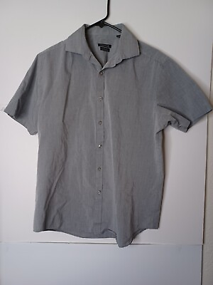 #ad #ad Van Heusen Mens Button Up Gray Shirt Slim Fit Short Sleeve Size Large 16 16.5 $8.99