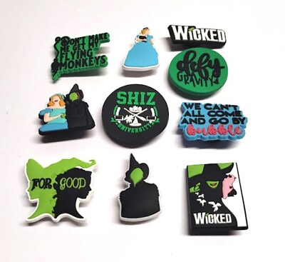 #ad 10 Piece Wicked Musical Theme Silicone Shoe Charms Compatible for Croc Crocs $11.99