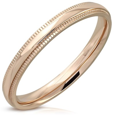 #ad Rose Gold PVD Half Round Wedding Ring Surgical Steel Comfort Fit Select Size $8.99