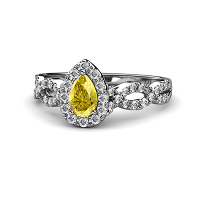#ad Pear Cut Yellow Sapphire and Diamond Engagement Ring 1.03 ctw 14K Gold JP:157026 $685.90