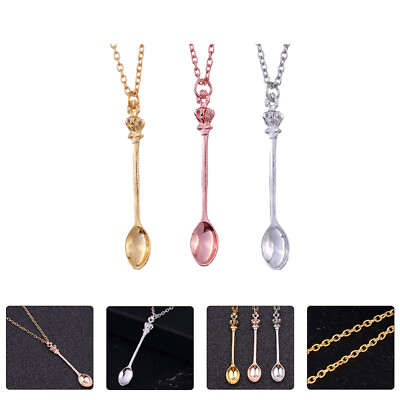 #ad Women#x27;s Spoon Pendant Necklace Set Fashion Jewelry 3Pcs $7.69