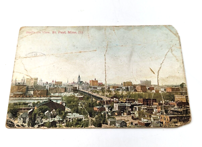 #ad Antique 1912 Birds Eye View Art Piece Post Card 251 St. Paul Minnesota #1C $17.18