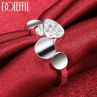 #ad DOTEFFIL 925 Sterling Silver Round Ring Fashion Wedding Engagement Charm Jewelry $7.59