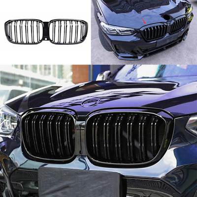 #ad Cover Trim 1PCS Front Center Mesh Grille Grill ABS Black For BMW X3 2022 2023 $468.20