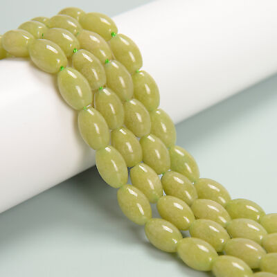 #ad Peridot Dyed Jade Rice Shape Beads Size 8x12mm 15.5#x27;#x27; Strand 8x12mm $9.49