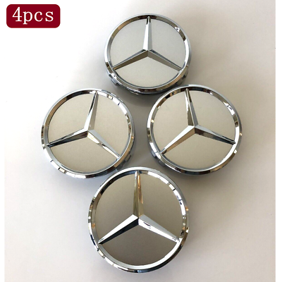 #ad Set of 4PC For Mercedes Benz Silver Chrome Wheel Center Hub Caps 75MM AMG WREATH $14.56
