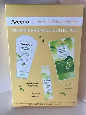 #ad Aveeno Ultimate Radiance Collection 3 Pc Skincare Gift Set Scrub Mask Drops $8.99