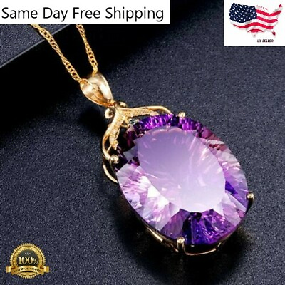 Fashion Silver Plated Amethyst Necklaces Gold Chain Pendants Women Lab Created $4.29