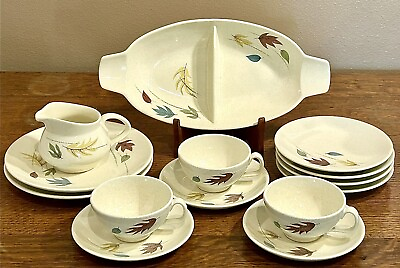 #ad Franciscan Autumn Dinnerware 14 Pc Assorted Fall Leaves Earthenware VTG MCM $130.00