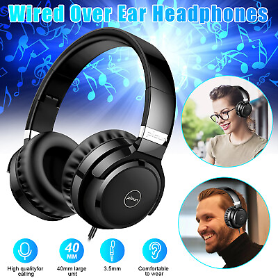 #ad 3.5mm Wired Headphone Professional Stereo Bass HiFi Headset Over Ear for PC MP3 $20.98