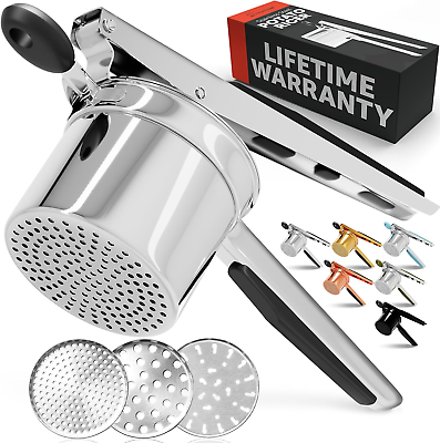 #ad Large 15Oz Potato Ricer with 3 Discs Heavy Duty Stainless Steel Potato Ricer fo $39.19