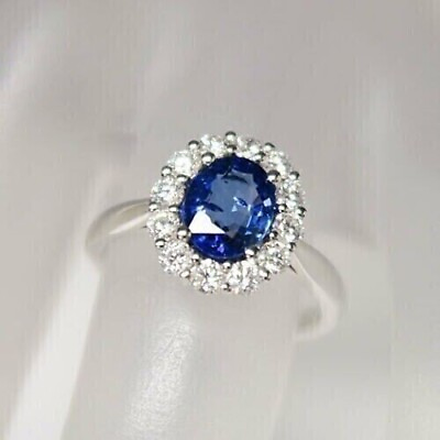 #ad Natural Sapphire 14 K White Gold Anniversary Handmade Ring Gift For Free Ship $453.90