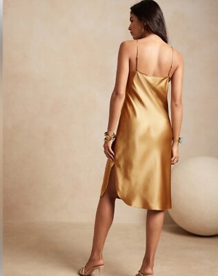 #ad Banana Republic Bliss Silk Slip Dress Size XXS Gold NWT #745951 $97.74