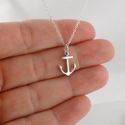 #ad Anchor Charm Necklace 925 Sterling Silver Nautical Anchors Ocean Boat NEW $16.00