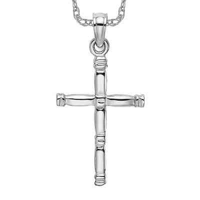 #ad 14K White Gold Latin Mexican Holy Cross Necklace Religious Pendant Jesus Chri... $499.00