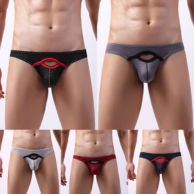 #ad Mens Hollow Cut Sexy Underwear Low Rise Nylon Briefs Sports Clubwear $3.83
