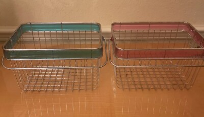 #ad 2 Wire Storage Baskets with Handles for Pantry Countertop Bath Girls Bedroom $25.00