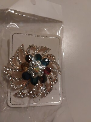 #ad Free Shipping Fashion Jewelry Milti Color Broach Flower Rhinestones $20.00