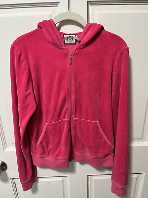 #ad Juicy Couture Pink Velour Hoodie Track Lounge Jacket Love Heart Size X large Xl $32.00