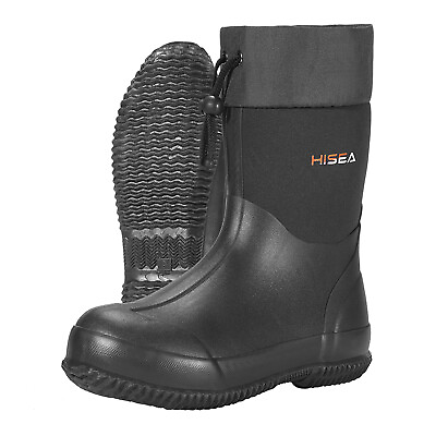 #ad HISEA Unisex Rubber Rain Boot Neoprene Garden Work Boot Waterproof No Slip Welly $47.49