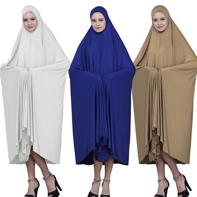 #ad Muslim Women Long Hijab Overhead Kaftan Islamic Prayer Abaya Khimar Arab Dress $35.96