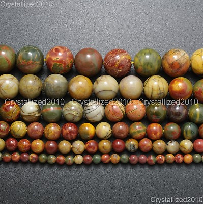 #ad #ad Natural Picasso Jasper Gemstone Round Loose Beads 4mm 6mm 8mm 10mm 12mm 14mm 16quot; $3.29