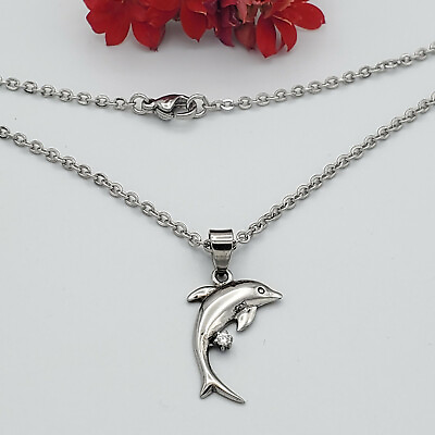 #ad #ad Women Stainless Steel Silver Dolphin Pendant Necklace Chain Lover Jewelry Gift $11.95