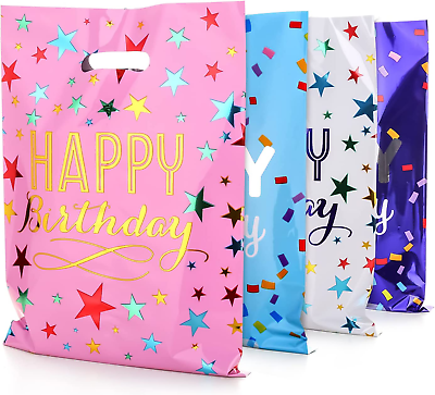 #ad Happy Birthday Party Favor Bags 40 PCS Plastic Goodies Return Gift Bags for Kids $10.76
