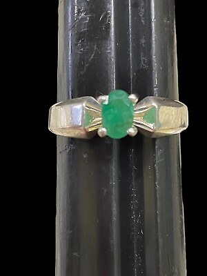 #ad Emerald Sterling Silver 925 Ring Size 8 small dainty $24.48