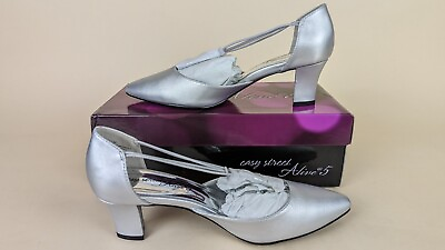 #ad Easy Street Moonlight Pumps Sandals Womens 8.5 M Strappy Heels Silver Shoes NWB $27.20