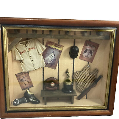 #ad 3D Antiqued Baseball Wall Hanger Shadow Box Cleats Bat Trophy Uniform 11 X 13 $7.99
