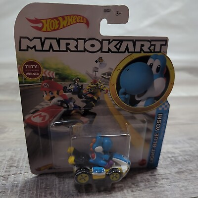 #ad Brand New Sealed Hot Wheels Car Mario Kart Light Blue Yoshi Standard Kart $10.39