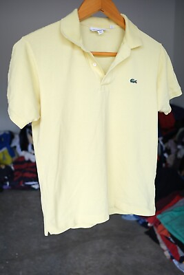 #ad Lacoste Men#x27;s Size 3 Small Yellow Classic Fit Collared Casual Polo Short Sleeve $14.95