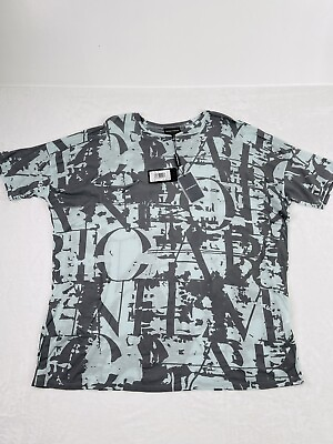 Emporio Armani Men#x27;s Graphic Print T shirt Size XL Gray Teal $68.19