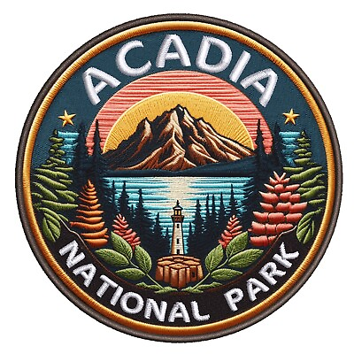 #ad Acadia National Park Patch Iron on Iron on Applique Nature Badge Maine Lake $24.87