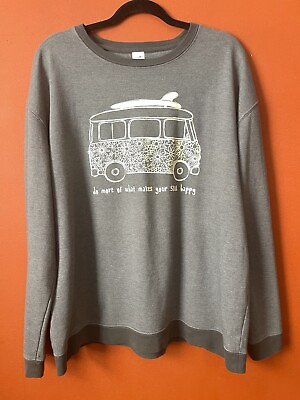 #ad Natural Life Size Large Comfy Sweatshirt Gray Make Your Soul Happy Peace Van $27.95