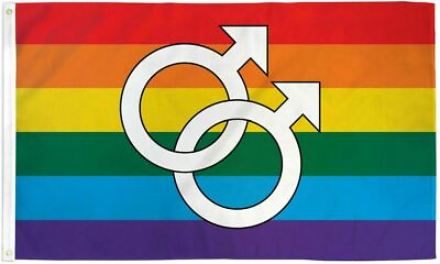 #ad Double Mars Rainbow Flag 3x5 LGBTQIA Gay Pride Double Male Symbol MLM 100D 5X3 $7.94