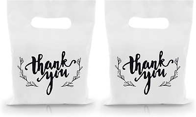 #ad 100PCS Small Thank You Merchandise Bags Plastic Goodie Bags Party Favor Bags for $12.15