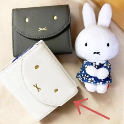 #ad Miffy Foil Stamped Folding Wallet Face Floral Pattern White Trifold Miffy style $61.23