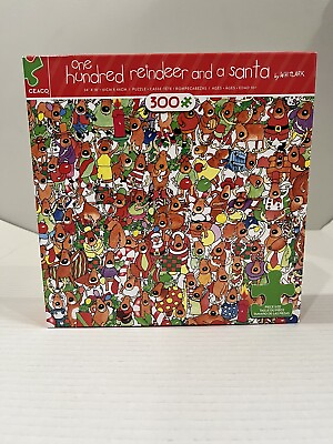 #ad Holiday One Hundred Reindeer and a Santa 300 Piece Jigsaw Puzzle $12.99