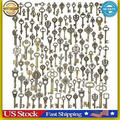 #ad Lot Of 125 Vintage Style Antique Skeleton Furniture Cabinet Old Lock Keys Jewelr $11.49
