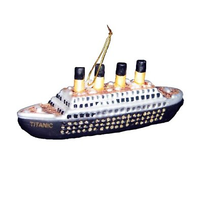 #ad Noble Gems Titanic Ship Glass Christmas Ornament $17.94